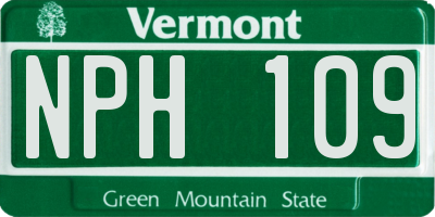 VT license plate NPH109