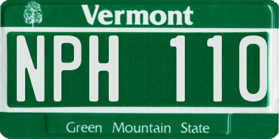 VT license plate NPH110