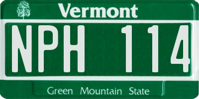 VT license plate NPH114