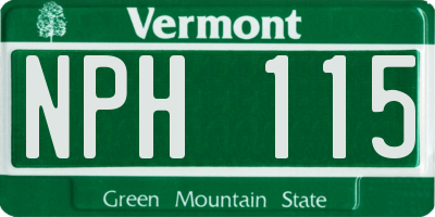 VT license plate NPH115