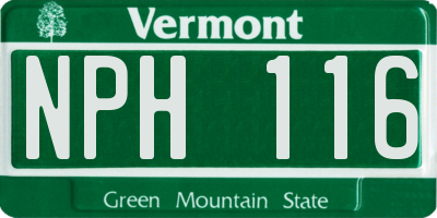 VT license plate NPH116