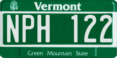 VT license plate NPH122