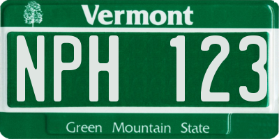VT license plate NPH123