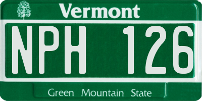 VT license plate NPH126