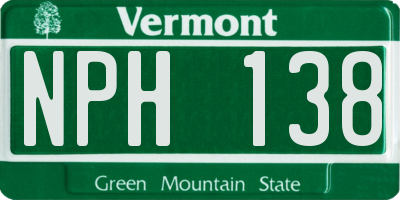 VT license plate NPH138