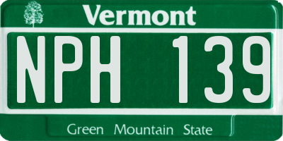 VT license plate NPH139