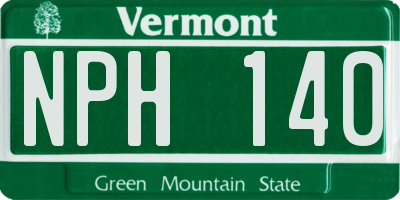 VT license plate NPH140