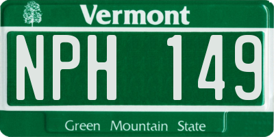 VT license plate NPH149
