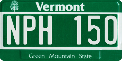 VT license plate NPH150