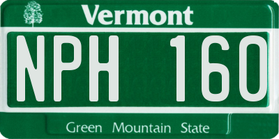 VT license plate NPH160