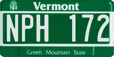 VT license plate NPH172