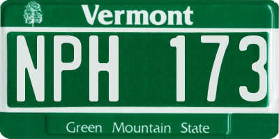 VT license plate NPH173