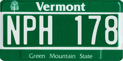 VT license plate NPH178