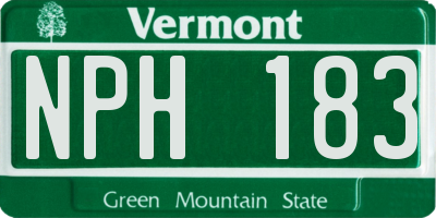 VT license plate NPH183