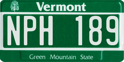 VT license plate NPH189