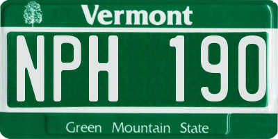 VT license plate NPH190