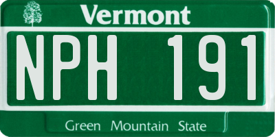 VT license plate NPH191