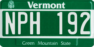 VT license plate NPH192