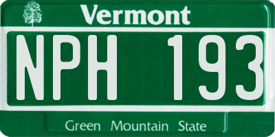 VT license plate NPH193