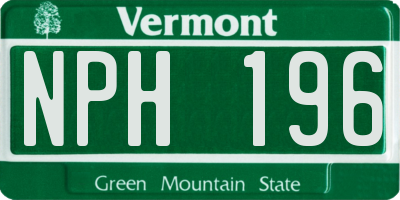 VT license plate NPH196