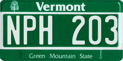 VT license plate NPH203