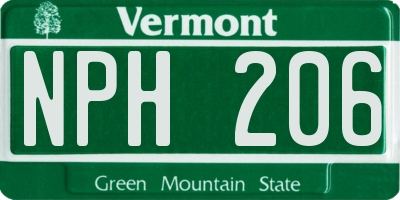 VT license plate NPH206