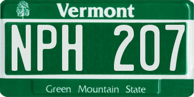 VT license plate NPH207