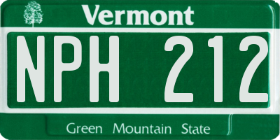 VT license plate NPH212