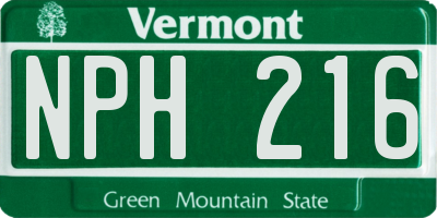 VT license plate NPH216