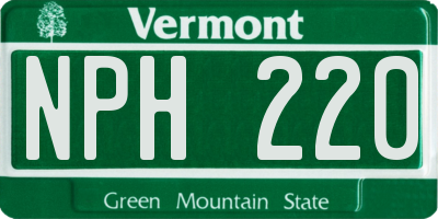 VT license plate NPH220