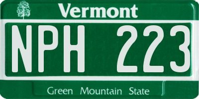 VT license plate NPH223