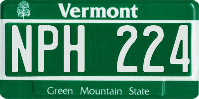 VT license plate NPH224