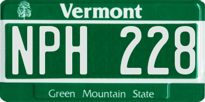 VT license plate NPH228