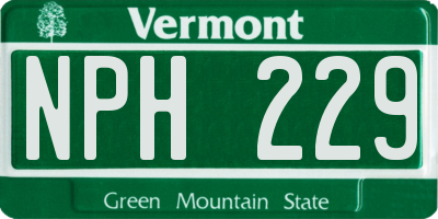 VT license plate NPH229