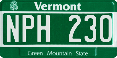 VT license plate NPH230