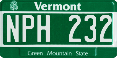 VT license plate NPH232