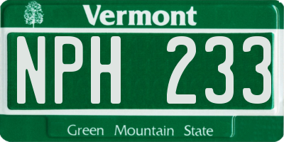 VT license plate NPH233