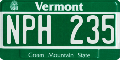 VT license plate NPH235