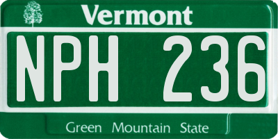 VT license plate NPH236