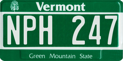 VT license plate NPH247