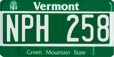 VT license plate NPH258