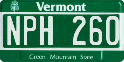 VT license plate NPH260