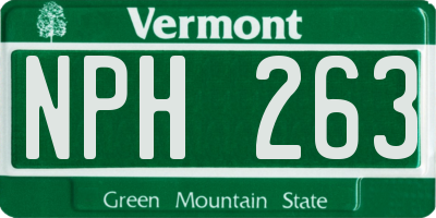 VT license plate NPH263