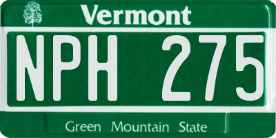 VT license plate NPH275
