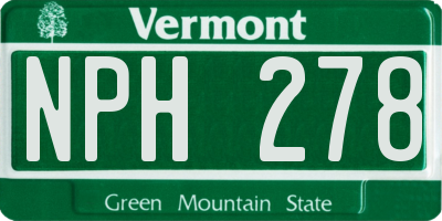 VT license plate NPH278