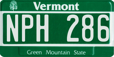 VT license plate NPH286