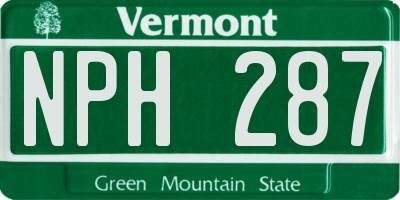 VT license plate NPH287