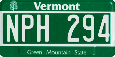VT license plate NPH294