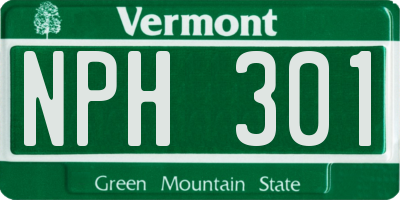 VT license plate NPH301
