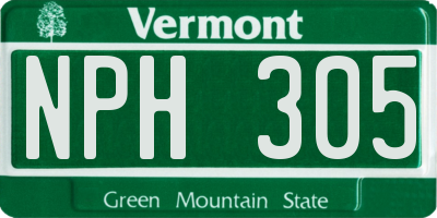 VT license plate NPH305